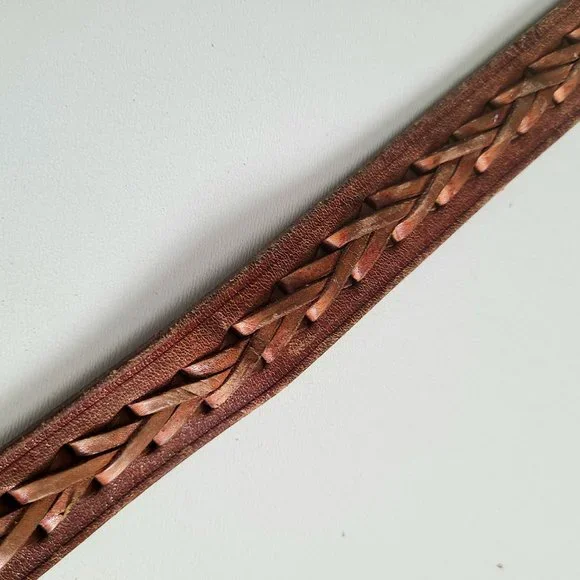 Hand made leather belt with braded details. - Picture 3 of 8